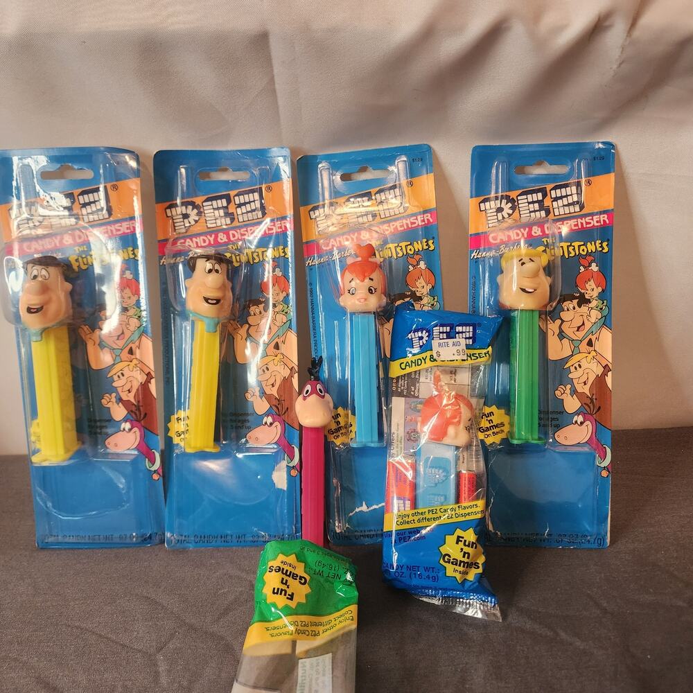 Vintage Lot Of 5 90s Pez Dispensers Flintstones Fred,Pebbles,Dino,Barney Rubble
